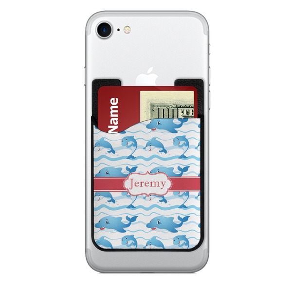 Custom Dolphins 2-in-1 Cell Phone Credit Card Holder & Screen Cleaner (Personalized)