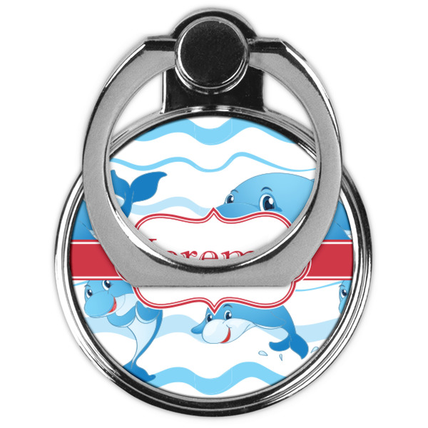 Dolphins Cell Phone Ring Stand & Holder - Front (Collapsed)