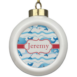 Dolphins Ceramic Ball Ornament (Personalized)