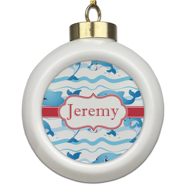 Custom Dolphins Ceramic Ball Ornament (Personalized)