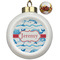 Dolphins Ceramic Christmas Ornament - Poinsettias (Front View)