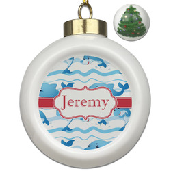 Dolphins Ceramic Ball Ornament - Christmas Tree (Personalized)