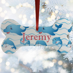Dolphins Ceramic Dog Ornament w/ Name or Text