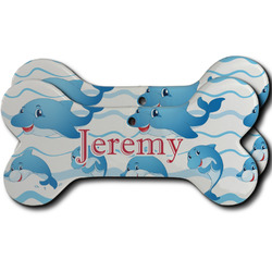 Dolphins Ceramic Dog Ornament - Front & Back w/ Name or Text