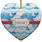 Dolphins Ceramic Flat Ornament - Heart (Front)
