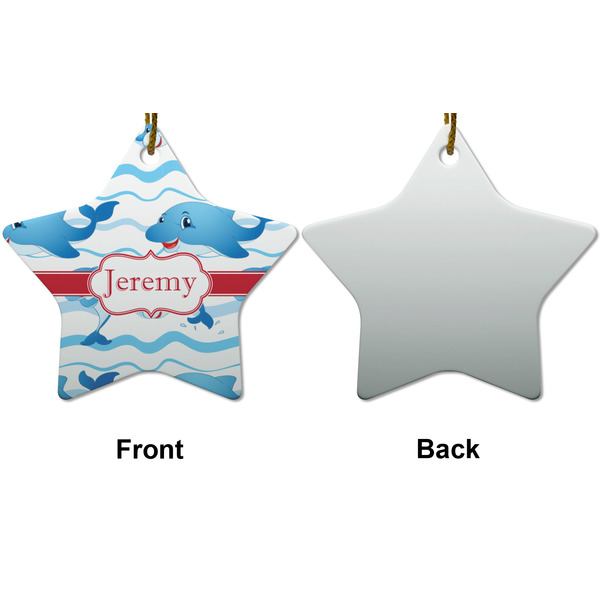 Dolphins Ceramic Flat Ornament - Star Front & Back (APPROVAL)
