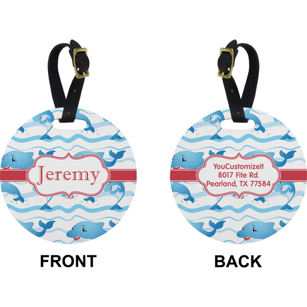 Dolphins Circle Luggage Tag (Front + Back)