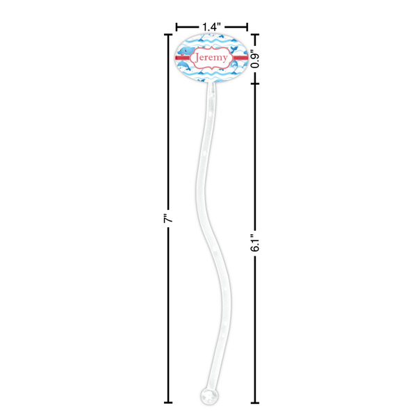 Dolphins Clear Plastic 7" Stir Stick - Oval - Dimensions