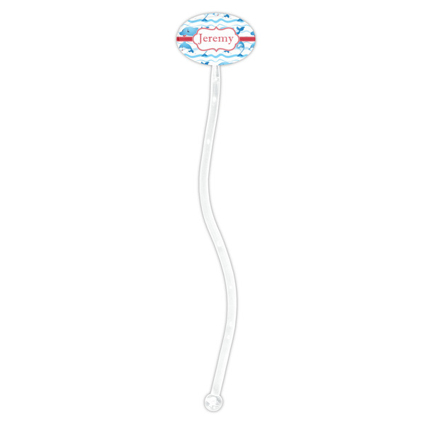 Dolphins Clear Plastic 7" Stir Stick - Oval - Single Stick