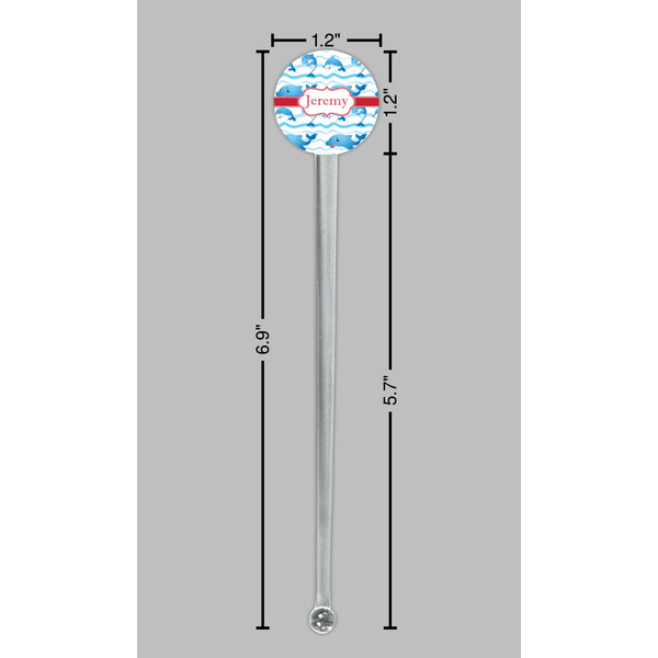 Dolphins Clear Plastic 7" Stir Stick - Round - Dimensions