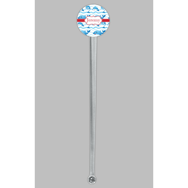Dolphins Clear Plastic 7" Stir Stick - Round - Single Stick