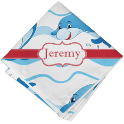 Dolphins Cloth Cocktail Napkin - Single w/ Name or Text