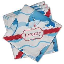Dolphins Cloth Cocktail Napkins - Set of 4 w/ Name or Text