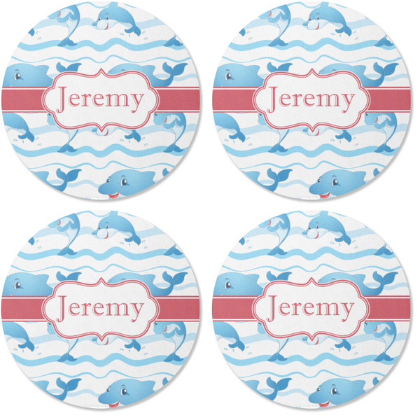 Dolphins Coaster Round Rubber Back - Apvl