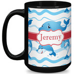 Dolphins 15 Oz Coffee Mug - Black (Personalized)