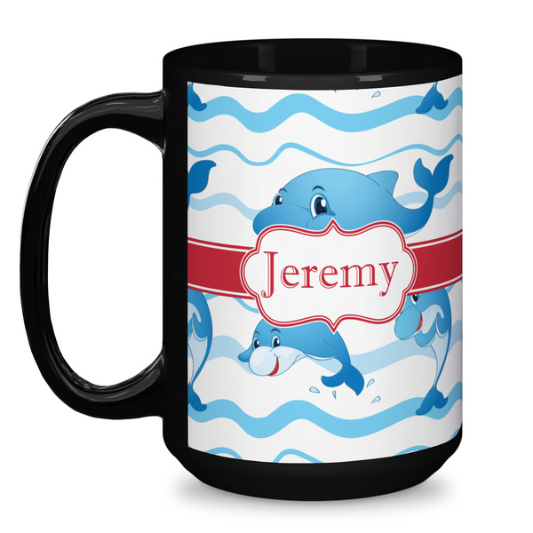 Dolphins Coffee Mug - 15 oz - Black