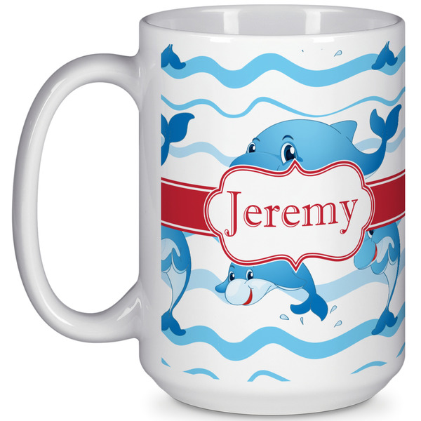 Custom Dolphins 15 Oz Coffee Mug - White (Personalized)
