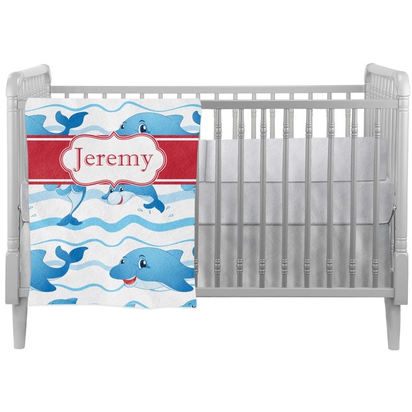 Custom Dolphins Crib Comforter / Quilt (Personalized)