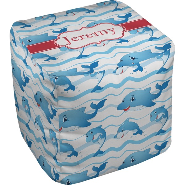 Custom Dolphins Cube Pouf Ottoman - 13" (Personalized)