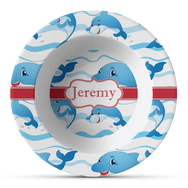 Custom Dolphins Plastic Bowl - Microwave Safe - Composite Polymer (Personalized)