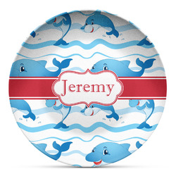 Dolphins Microwave Safe Plastic Plate - Composite Polymer (Personalized)