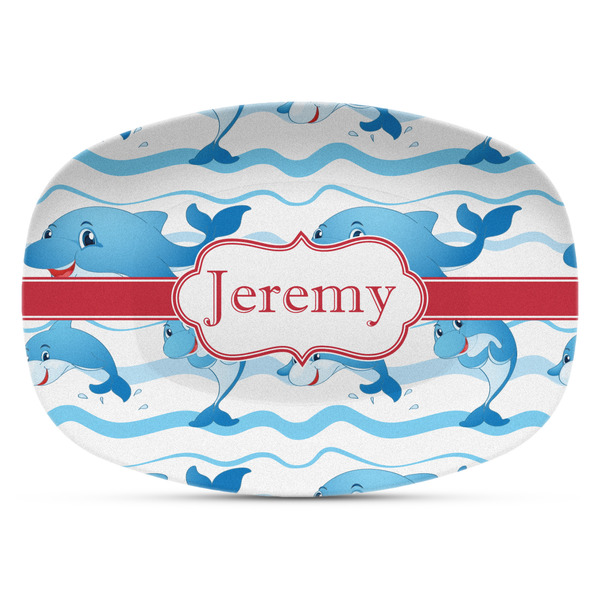 Custom Dolphins Plastic Platter - Microwave & Oven Safe Composite Polymer (Personalized)