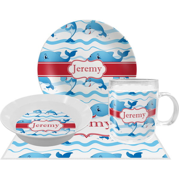 Custom Dolphins Dinner Set - Single 4 Pc Setting w/ Name or Text