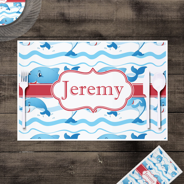 Dolphins Disposable Paper Placemat - In Context