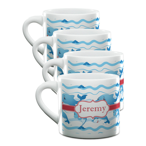 Custom Dolphins Double Shot Espresso Cups - Set of 4 (Personalized)