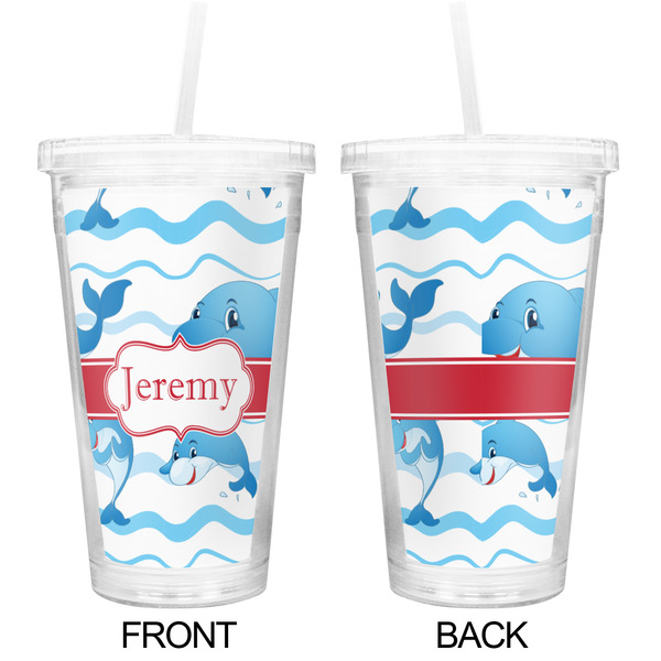 Dolphins Double Wall Tumbler with Straw - Approval