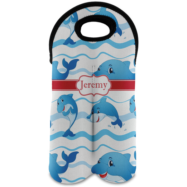 Custom Dolphins Wine Tote Bag (2 Bottles) (Personalized)