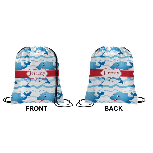 Dolphins Drawstring Backpack Front & Back Small