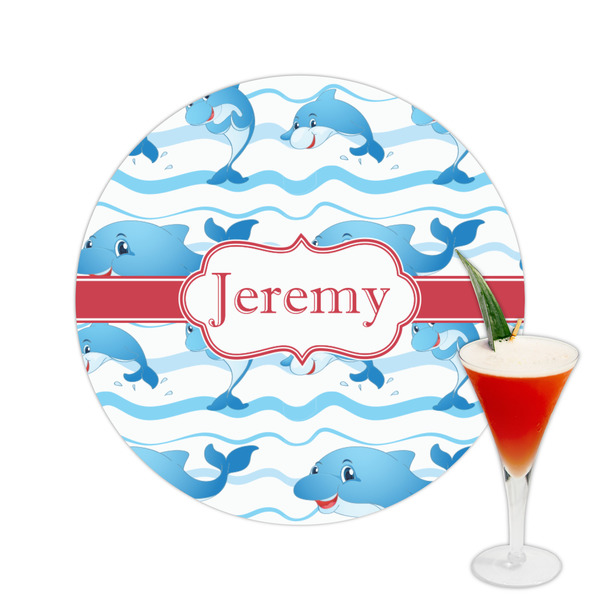 Custom Dolphins Printed Drink Topper -  2.5" (Personalized)