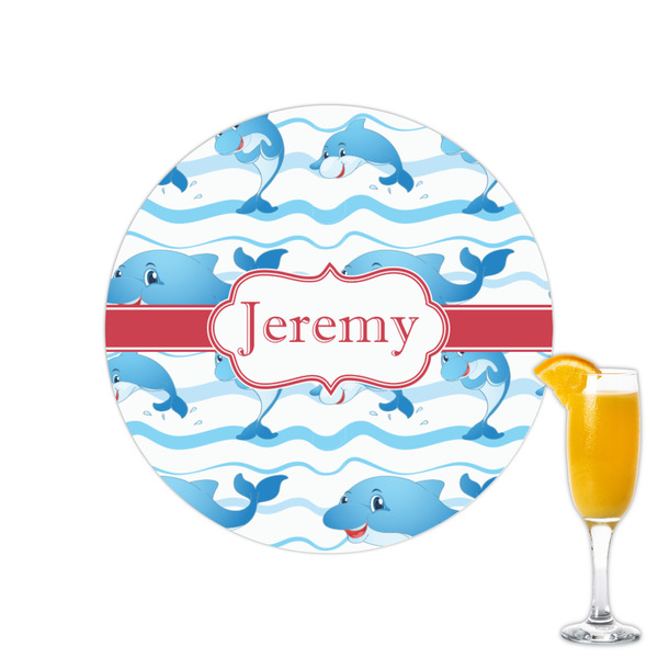 Custom Dolphins Printed Drink Topper - 2.15" (Personalized)