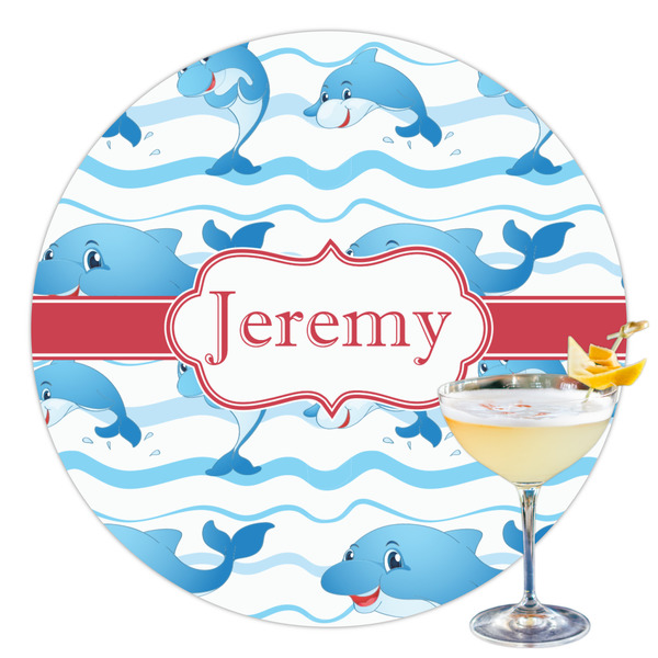 Custom Dolphins Printed Drink Topper - 3.5" (Personalized)