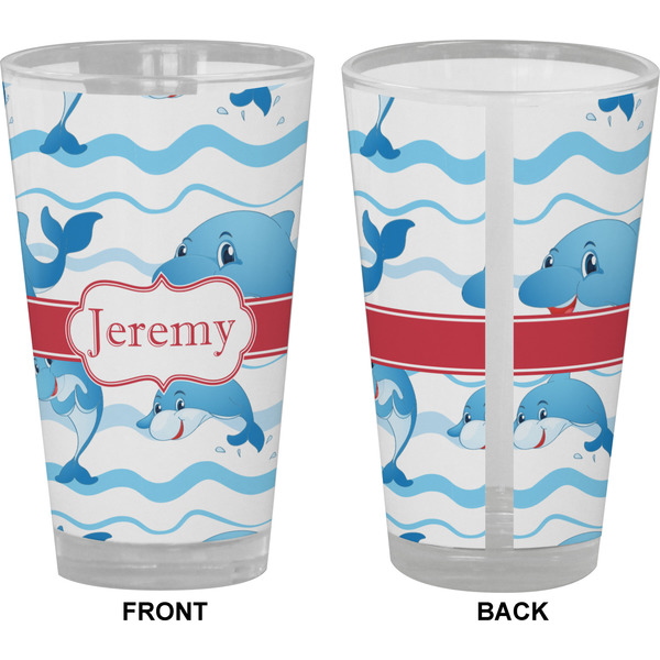 Dolphins Pint Glass - Full Color - Front & Back Views