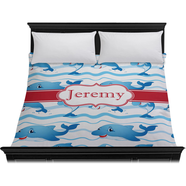 Dolphins Duvet Cover - King - On Bed - No Prop