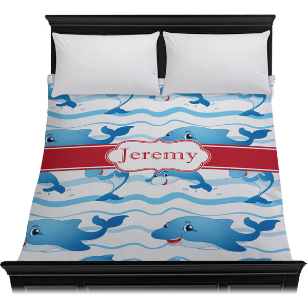Dolphins Duvet Cover - Queen - On Bed - No Prop