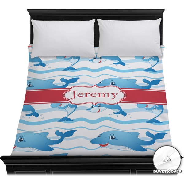 Custom Dolphins Duvet Cover - Full / Queen (Personalized)