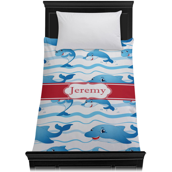 Dolphins Duvet Cover - Twin - On Bed - No Prop