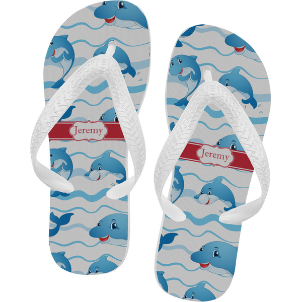 Custom Dolphins Flip Flops - XSmall (Personalized)