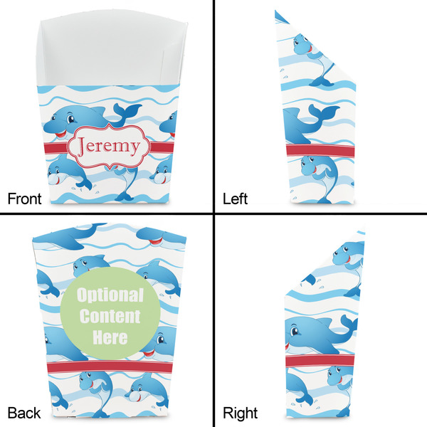 Dolphins French Fry Favor Box - Front & Back View