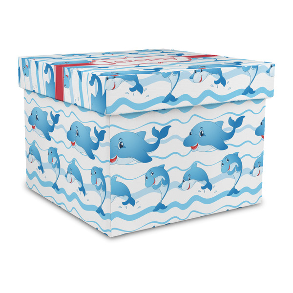 Custom Dolphins Gift Box with Lid - Canvas Wrapped - Large (Personalized)
