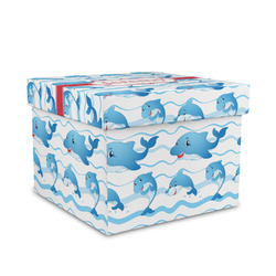 Dolphins Gift Box with Lid - Canvas Wrapped - Medium (Personalized)