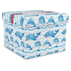 Dolphins Gift Box with Lid - Canvas Wrapped - X-Large (Personalized)