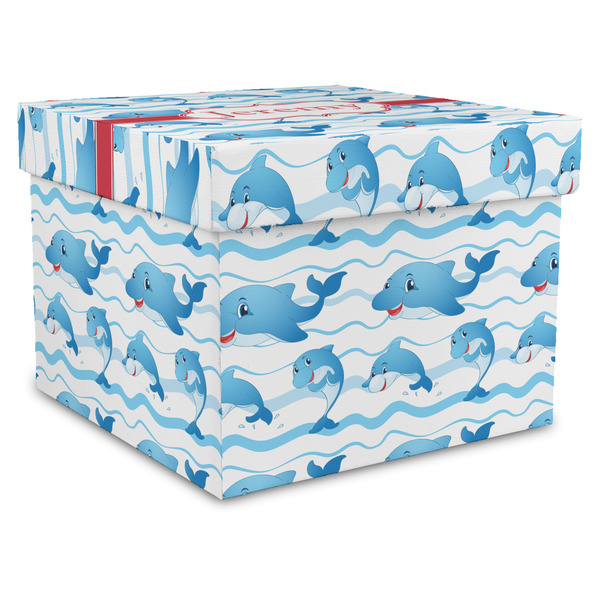 Custom Dolphins Gift Box with Lid - Canvas Wrapped - X-Large (Personalized)