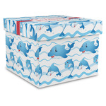 Dolphins Gift Box with Lid - Canvas Wrapped - XX-Large (Personalized)