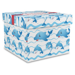 Dolphins Gift Box with Lid - Canvas Wrapped - XX-Large (Personalized)