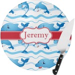 Dolphins Round Glass Cutting Board (Personalized)