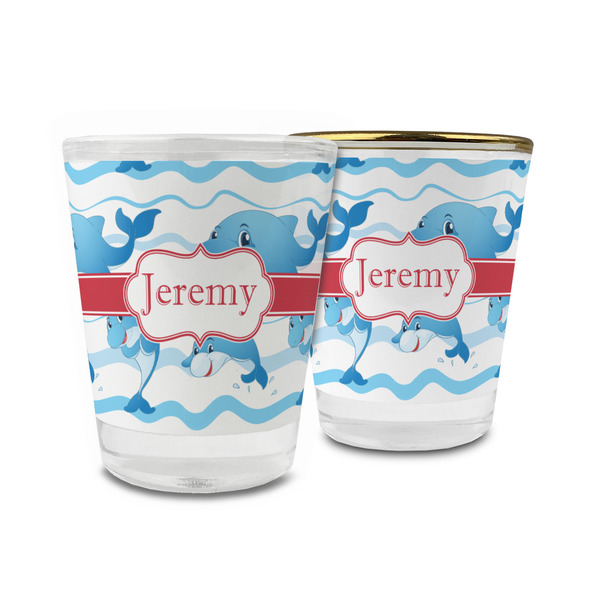 Custom Dolphins Glass Shot Glass - 1.5 oz (Personalized)